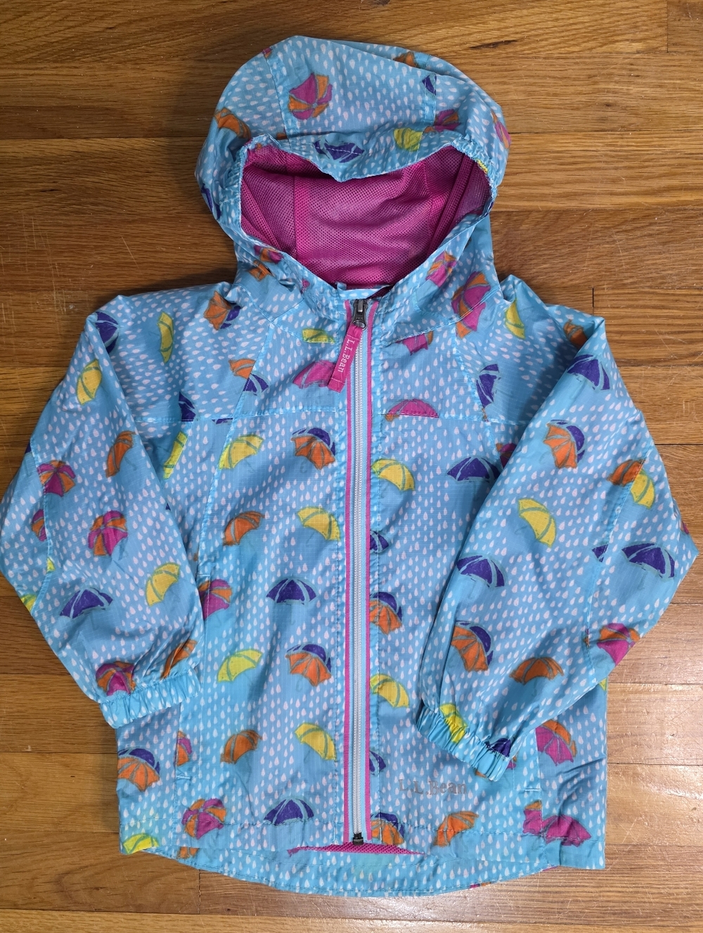 L.L.Bean Kids Umbrella Print Rain Jacket Waterproof Hooded Coat Size 4T